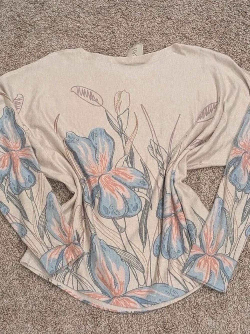 Cream Floral Butterfly Print Blouse - Picture 2 of 4